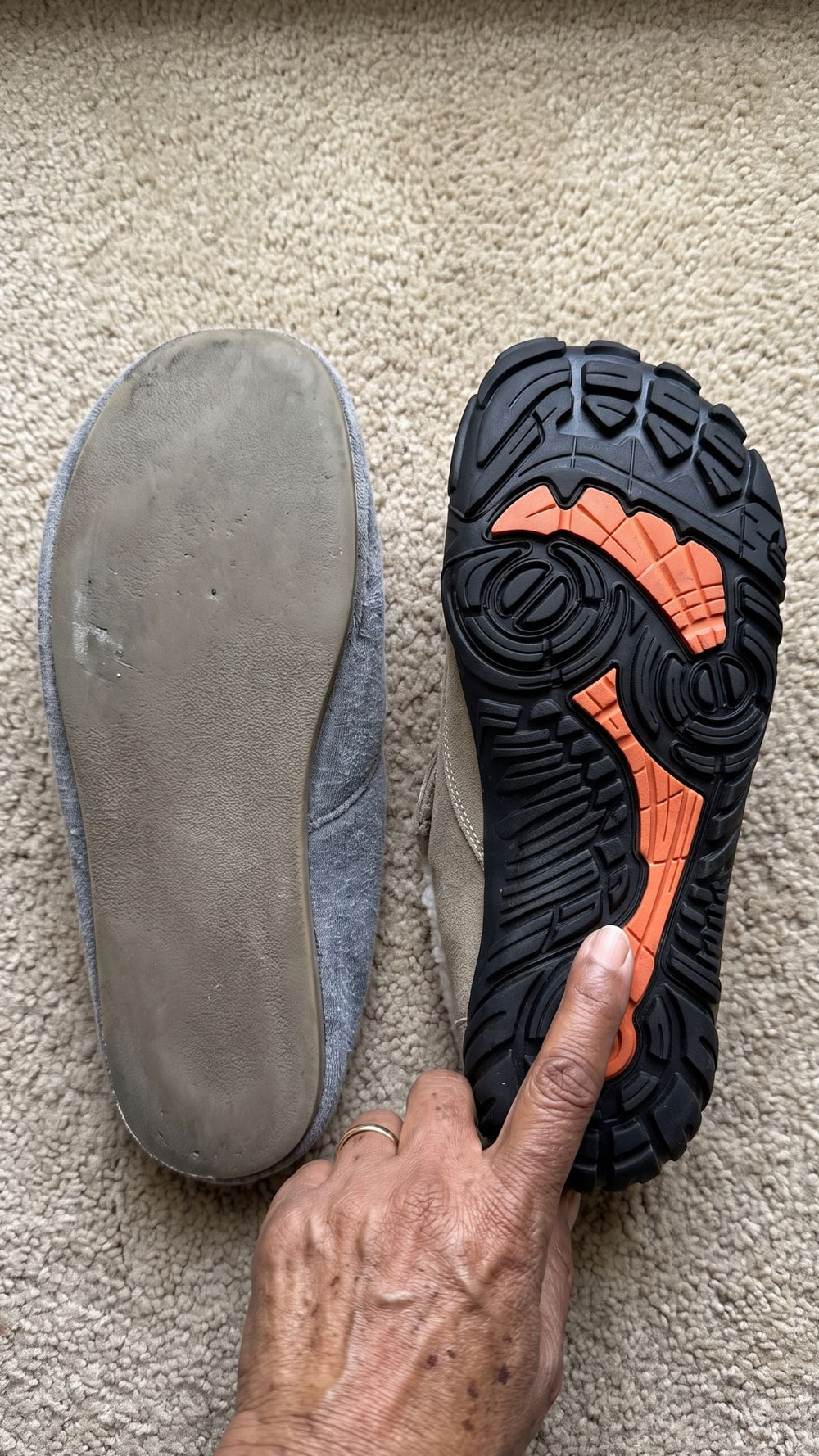 CozyGrip slipper shown with its closed back and adjustable top strap