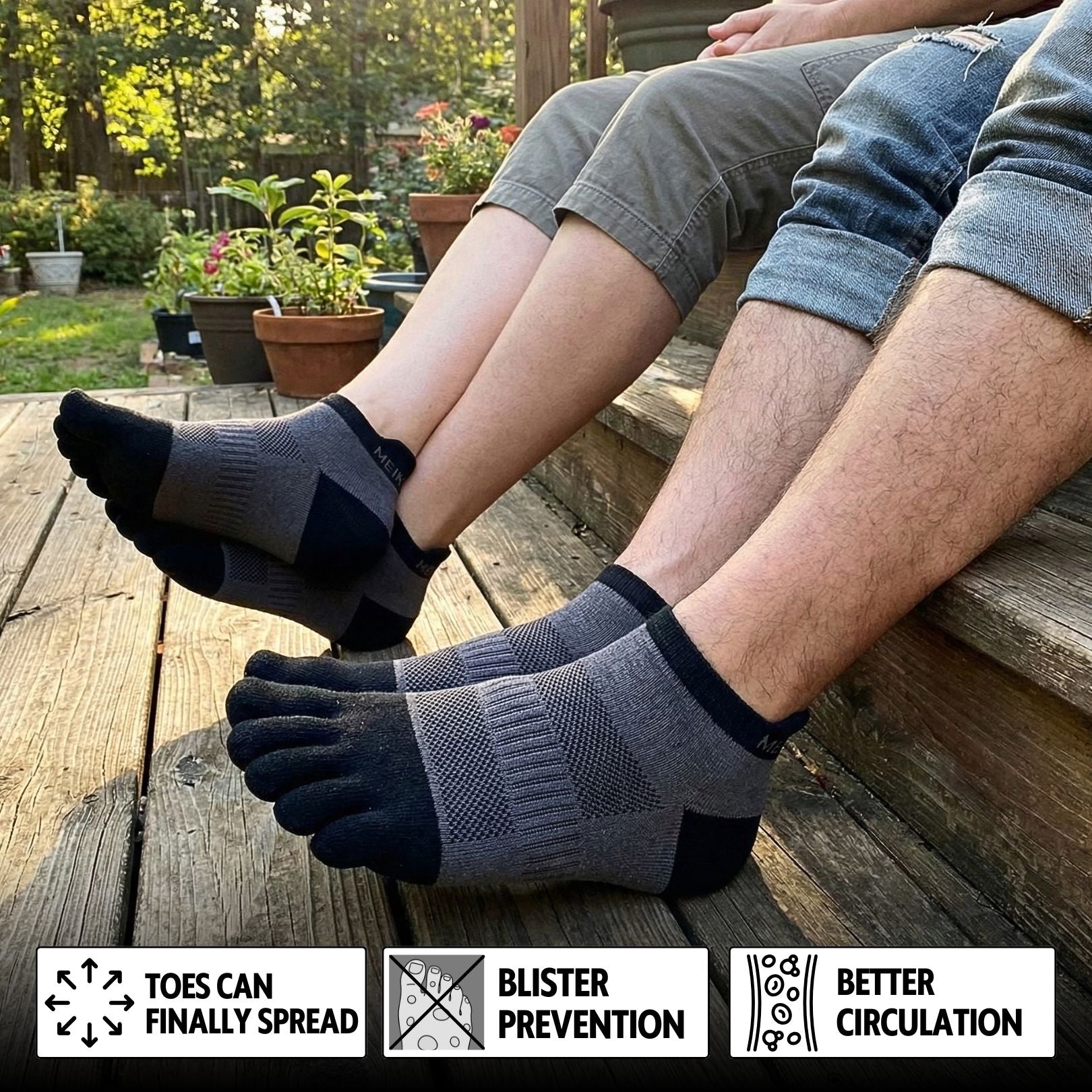 2 Pairs of 5-Toe No Show Socks (ONE SIZE)